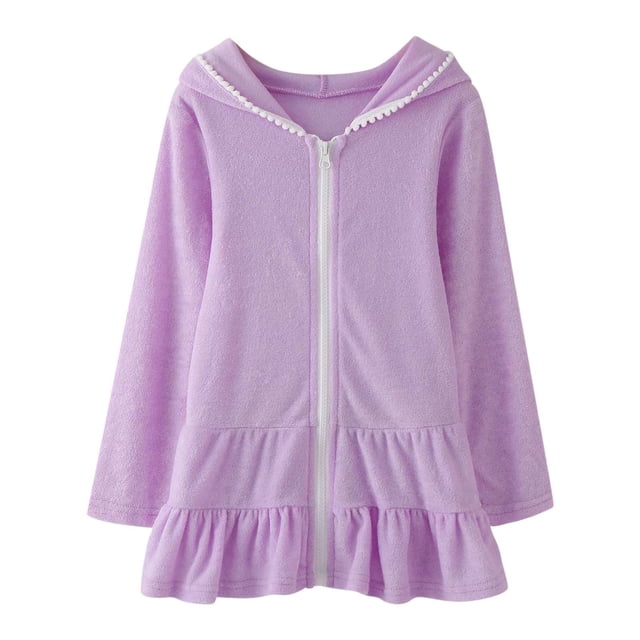 Peignoir à Capuche à Fermeture à Glissière pour Filles, Robe de Plage Absorbante pour Enfants