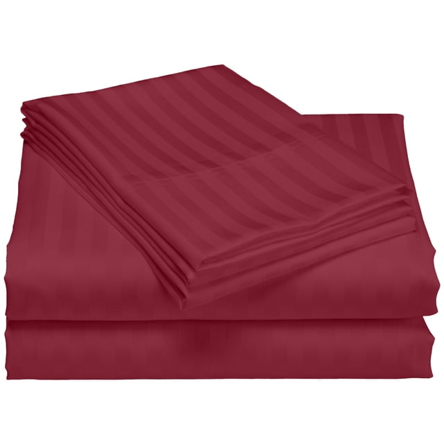 Hotel Collection 1200 Super Soft & Wrinkle Free Luxurious Stripe 6-Piece Sheet Set (Full, Burgundy)