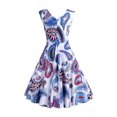 thumbnail image 3 of EGNMCR Robes de Soirée pour Femmes, Robes Formelles pour Femmes, Robes de Cocktail pour Femmes Sans Manches à Col en V Mi-Mollet Robe Confortable d'Été pour Femmes Sans Manches à Col en V Vintage Régulière à Imprimé Robe de Fête Robe pour Femme, 3 of 6