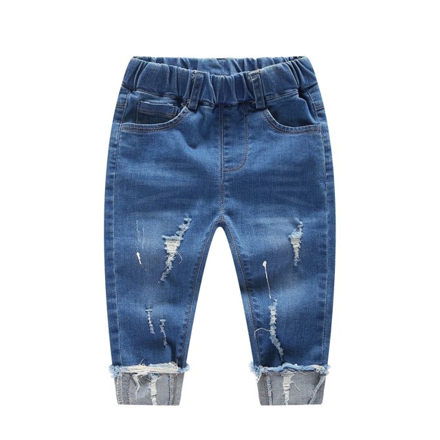 KIDSCOOL SPACE Baby Ripped Jean,Toddler Elastic Distressed Waist Denim Pants,2-3 Years