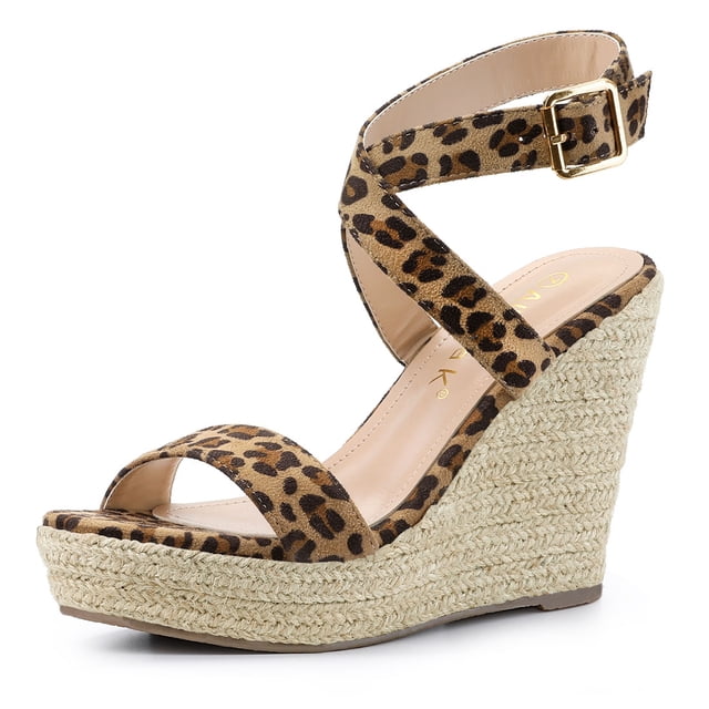 BLISSFUL STEP Sandales Compensées Espadrilles à Bride Arrière à Brides Croisées pour Femmes