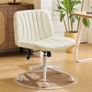Ktaxon Adjustable Desk Chair, Swivel Office Chair, Armless Design, Pneumatic Height Adjustment, 360-Degree Rotation, Ideal for Home Office Cat's Paw Leather Beige
