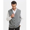 thumbnail image 3 of TOPTIE Men Sweater Vest Solid Knitted Lightweight Thermal Cardigan-Black-L, 3 of 10