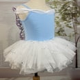 thumbnail image 5 of XDZJLR Girls Rompers Kids Summer Solid Color Suspender Dance Training Dress Children's Performance Puffy Dress Outfit Blue 2-3 Years, 5 of 5