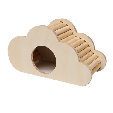 Yinanstore Hamster Wood House Hideout Cage Accessories Small Animals DIY Cage Habitat Decoration Gerbils Dwarf Hamsters Toys Running Toy Shaped