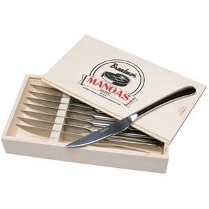 Bruntmor ALBA 8pc Set de couteau Steak avec lames pleines de Tang, boîte cadeau
