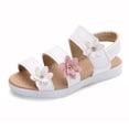 thumbnail image 5 of JDQJBZ Sandales Filles Style Romain Imprimé Trois Fleurs Été Plage, 5 of 5