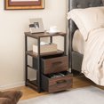 thumbnail image 3 of Gymax Table de Chevet 2 Pcs Table d'Appoint de Chevet avec 2 Tiroirs en Tissu et Tablette de Rangement, 3 of 9