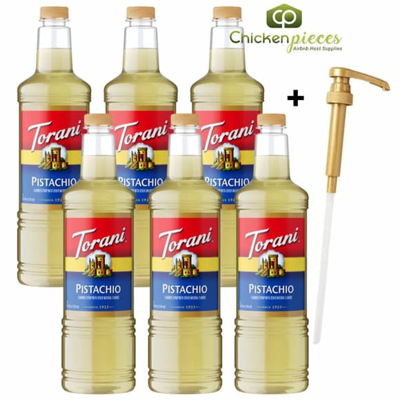 Torani Pistachio Flavoring Syrup, Professional Gourmet Nut Beverage Base with Bonus Squeeze Pump, 1 Liter (33.8 fl oz)