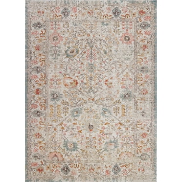 Ladole Rugs Persan Traditionnel Usé Mince Crème Beige Intérieur Extérieur Tapis Carpet Tapis