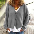 thumbnail image 2 of Cardigan pour Femmes Chandail Mode Femmes Uni Col en V Boutons Décontracté Extensible Tricoté Chandail Cardigan Manteau, 2 of 9