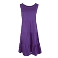 thumbnail image 3 of B91xZ Robe Formelle pour Femmes Décontractée à Volants Sans Manches à Col Rond, Taille Smockée Élastique, Robe Midi à Étages, Violet TG, 3 of 5