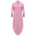 thumbnail image 4 of CEHVOM Robe d'Été pour Femme, Couleur Unie, Décontractée, à Manches Longues, Col Rabattu, Robe Maxi Décontractée de Plage, Solde, 4 of 4