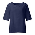 thumbnail image 4 of Blouse Chemise Ample pour Femmes d'Été à Manches Raccourcies, Col Rond, Ligne en Coton, 4 of 9