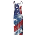 thumbnail image 4 of QATAINLAV Womens Casual Summer Linen Jumpsuits Adjustable Spaghetti Strap Long Wide Leg Rompers 4th of July American Flag Overalls Multicolor XL Prime Sales, 4 of 6