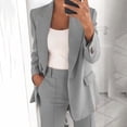 thumbnail image 2 of PEZHADA Économies d'Automne Blazer pour Femme Froncé à Manches Longues Ouvert à l'Avant Veste Décontractée Affaires Travail Bureau Blazers avec Poches Gris, 2 of 3