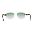 thumbnail image 2 of 90s Music Mogul Gangster Rapper Rimless Narrow Rectangle Luxury Sunglasses Gold Black Green, 2 of 4