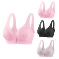 thumbnail image 2 of Timegard 3pc Wireless Bras for Women Front Closure Full Support Wide Strap Comfort Breathable Everyday Bra, 2 of 4