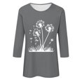 thumbnail image 4 of Plebaso Hauts pour Femmes Manches 3/4 Chemises Décontractées Imprimées Tunique à Col Ras du Cou Hauts Chandails Blouses pour Femmes, 4 of 4