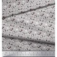 thumbnail image 2 of Soimoi Gray Poly Georgette Fabric Snowman & Penguin Cartoon Print Sewing Fabric Yard 42 Inch Wide, 2 of 3