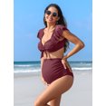 thumbnail image 4 of Ruffled V Neck Bikini Sets for Maternity Tie Back Two Piece Bath Suit Pregnancy Swimsuit, 4 of 5