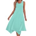 thumbnail image 1 of Summer Clearance 2025! Womens Plus Size Dress,Summer Dress Clearance for Womens,Womens Dresses Sleeveless Round Neck Drawstring Casual Ruffle A-Line Mini Dress, 1 of 5