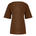 thumbnail image 5 of CHOK Mchoice Chemises pour Femmes 2024 à Manches Courtes Décontractées Hauts Grande Taille Col Rond Imprimé Ample Blouse en Coton et Lin à Boutons, 5 of 5