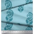 thumbnail image 2 of Soimoi Silk Fabric Leaves Block Printed Fabric 1 Yard 42 Inch Wide, 2 of 5