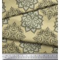 thumbnail image 2 of Soimoi Modal Satin Fabric Floral Mandala Decor Fabric Printed Yard 42 Inch Wide, 2 of 3