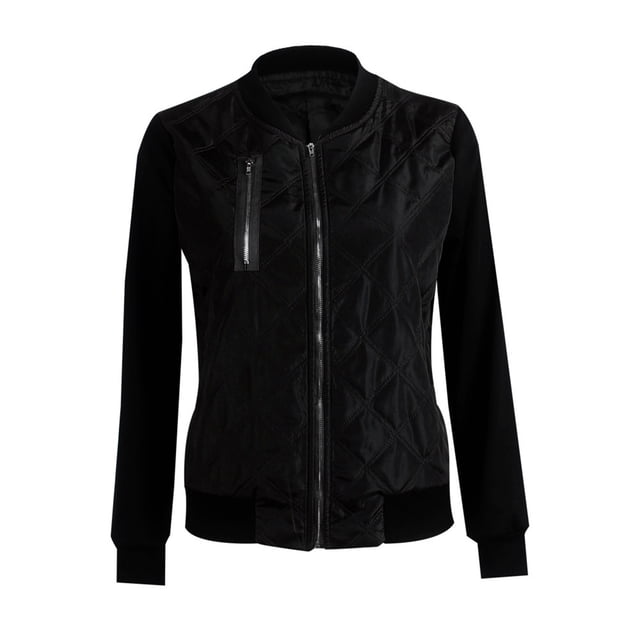 IROINID Veste Courte Décontractée pour Femmes Couleur Unie à Fermeture Éclair Manches Longues Confortable, Noir