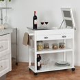 thumbnail image 3 of Costway Îlot de Cuisine à Roulettes Chariot en Acier Inoxydable Flip Table avec Tiroir Blanc, 3 of 10