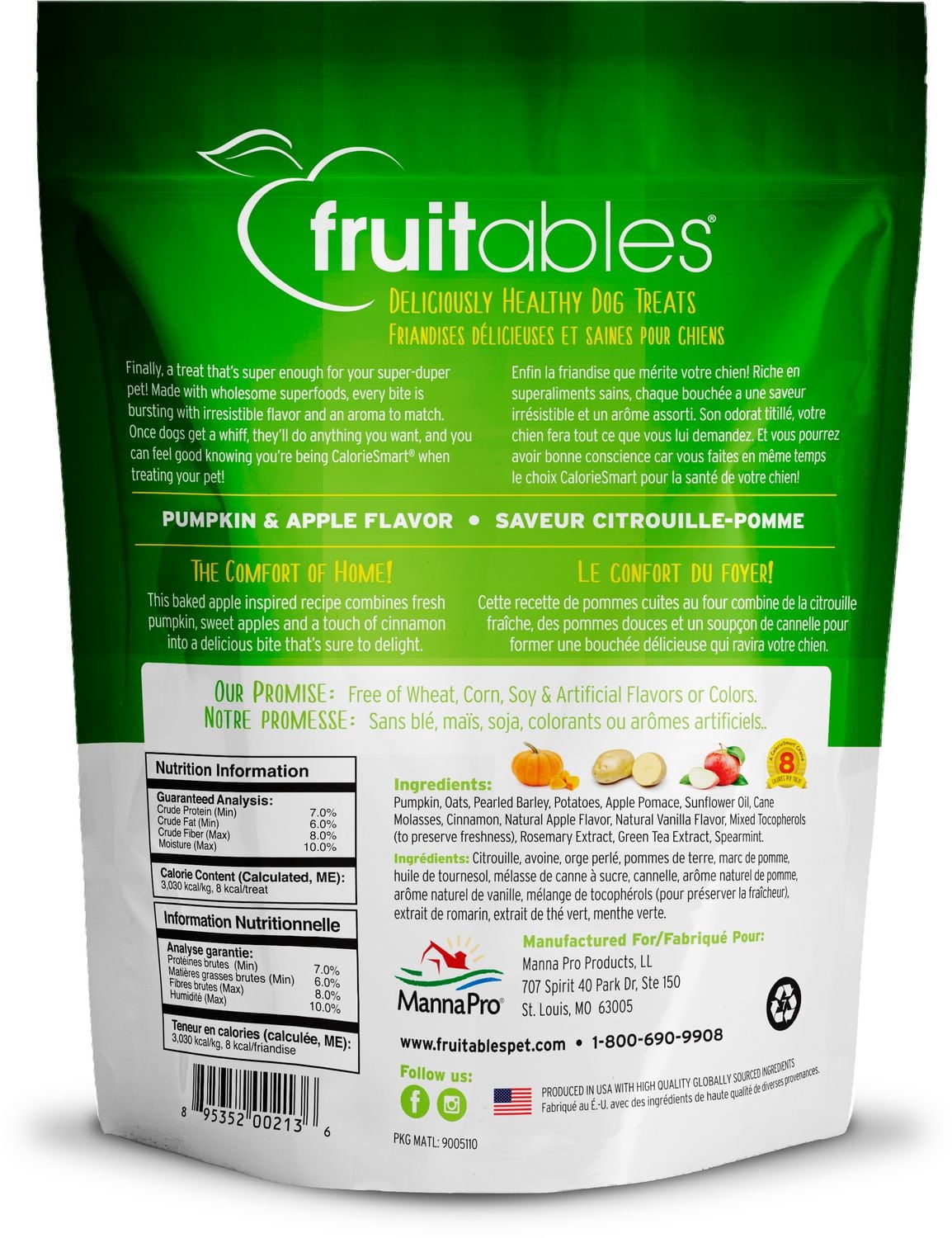 Fruitables Pumpkin & Apple Baked Dog Treats
