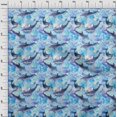thumbnail image 4 of oneOone Rayon Light Blue Fabric Whale Craft Projects Decor Fabric Printed By The Yard 56 Inch Wide, 4 of 5