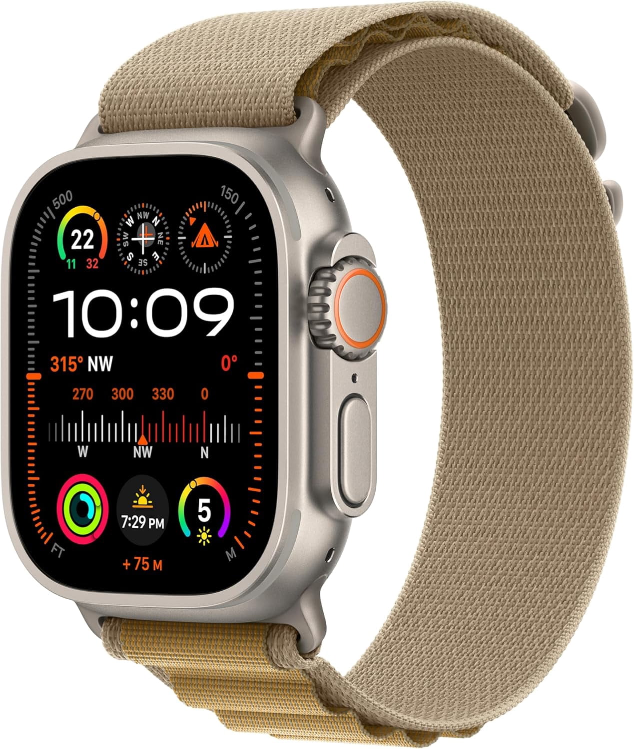 Refurbished (Fair) - Apple Watch Ultra 2 [GPS + Cellular 49mm] Smartwatch, Sport Watch with Rugged Natural Titanium Case with Tan Alpine Loop. Fitness Tracker, Precision GPS