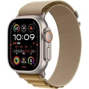 Refurbished (Fair) - Apple Watch Ultra 2 [GPS + Cellular 49mm] Smartwatch, Sport Watch with Rugged Natural Titanium Case with Tan Alpine Loop. Fitness Tracker, Precision GPS
