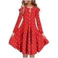 thumbnail image 2 of JDQJBZ Kids Long Sleeve Dress Heart Print Tiered Ruffle Casual Summer Outfit, 2 of 5