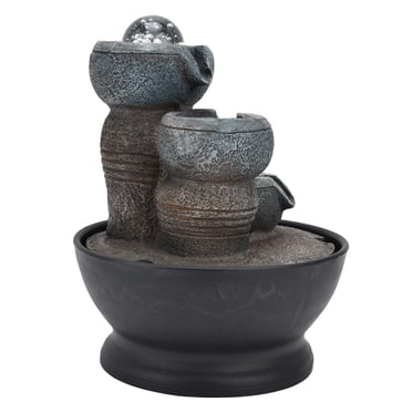Indoor Tabletop Water Fountain with LED Light Ball Waterfall Fountain for Home Office Decoration GiftYellow AU Plug AC220-240V