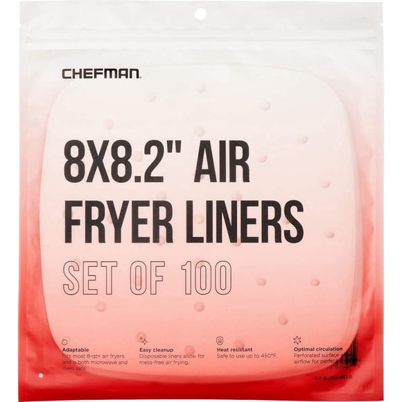 Chefman Air Fryer Liners, Disposable, Heat-Resistant, 25 Pack 20x20 cm (8x8") Square Parchment Paper