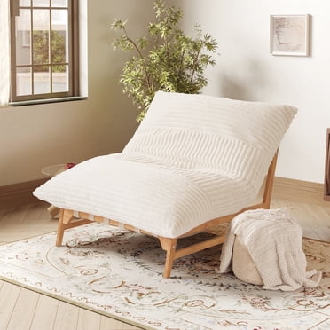 Sdorens Modern Accent Chair,Large Bean Bag Chair with Solid Wood Frame,Comfy Sleeper Sofas Lounge Chair for Living Room,Bedroom, and Reading Room,Beige