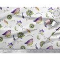 thumbnail image 3 of Soimoi Modal Satin Fabric Nest,Feather & Artistic Bird Printed Fabric 1 Yard 42 Inch Wide, 3 of 3