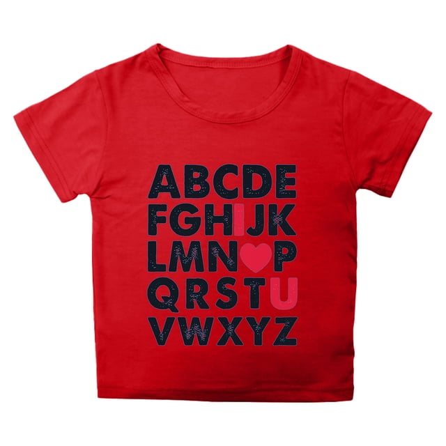 T-shirts Filles Été Imprimé Lettre Col Rond Manches Courtes T-Shirt Décontracté Hauts Filles Rouge 3-4 Ans