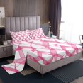 thumbnail image 1 of Erosebridal Pink Ribbon Sheet Set King, Stripes Bedding Sets King Size, Girls Bow Decor, 4 Pieces, 1 of 7