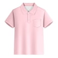 thumbnail image 1 of Luvoko Big Boys Short Sleeve Pique Polo,Solid Color Print School Uniform for Big Boys Tops Short Sleeve with Collar, Front Button Closure(Pink,9-10 Years), 1 of 4