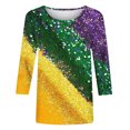 thumbnail image 4 of Penkiiy Blouse de Carnaval pour Femmes Mardi Gras Mode Imprimé Décontracté Col Rond Manches 3/4 T-shirt Blouse Multicolore, 4 of 5
