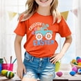 thumbnail image 2 of PMVFHDE Tenue de Pâques pour Filles T-Shirt Graphique de Pâques / Imprimé Lapin & Œuf Manches Courtes Col Rond / Tee-Shirt en Coton Doux pour Tout-Petit / Tenue Décontractée Printemps Été Orange, 3-4 Ans, 2 of 4