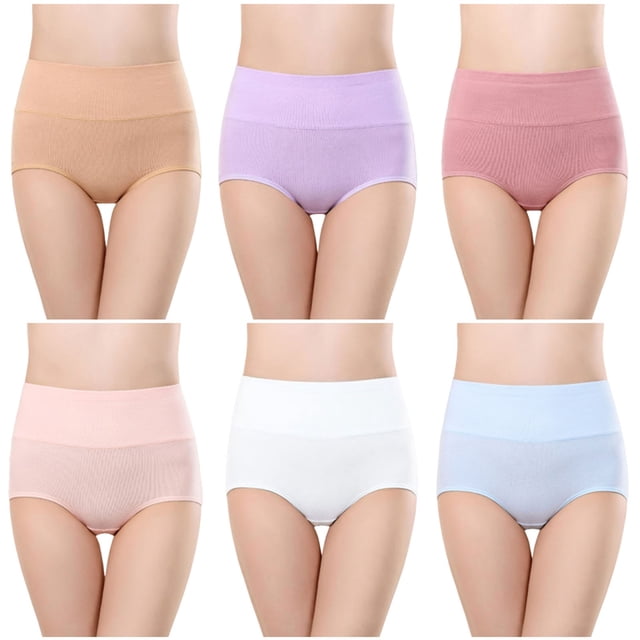 Plebaso Culottes en Coton Taille Haute pour Femmes, Couvrance Totale, Culottes pour Dames, Multipack, Tailles Régulières et Plus
