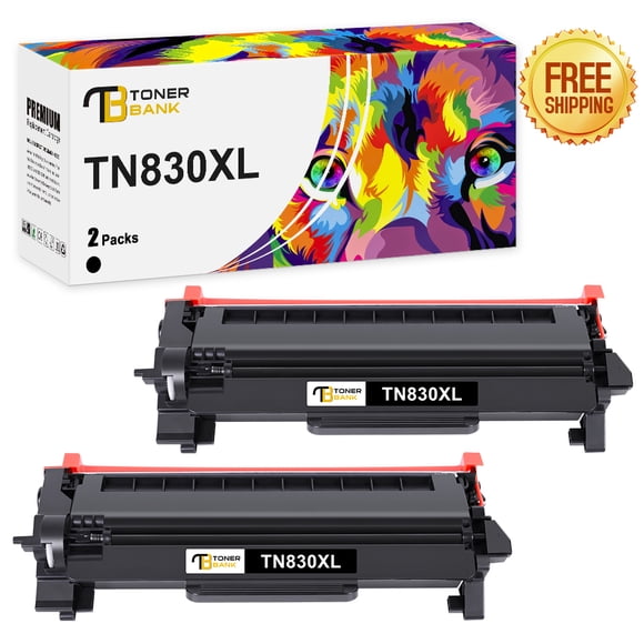 TN830XL TN830 Black High Yield Toner Cartridge Compatible for Brother TN830XL TN830 TN-830 HL-L2460DW HL-L2405W DCP-L2640DW MFC-L2820DW HL-L2400D L2405W L2480DW MFC-L2820DWXL Printer Ink 2-Pack