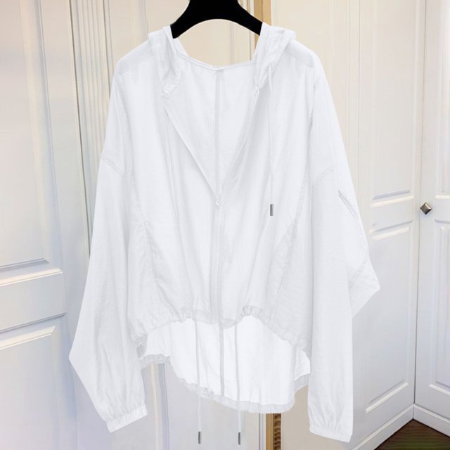 RXIRUCGD Veste à Capuche à Manches Longues Couleur Unie, Blanc, Taille : TG