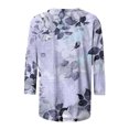 thumbnail image 5 of Pompotops T-shirt Ample Imprimé pour Femme Blouse à Manches 3/4 Col Rond Hauts Décontractés Liquidation, 5 of 5