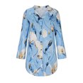 thumbnail image 4 of PEZHADA Robes pour Femmes Grande Taille Robes Chemise Décontractées Mode Femmes Robe Imprimée à Manches Longues Bouffantes à Col en V Robe Midi Bleu Clair, 4 of 6